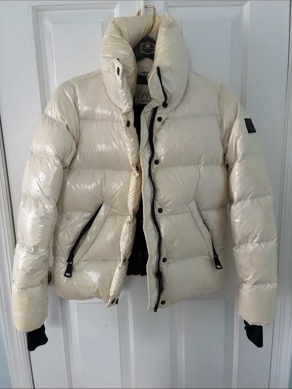 SAM Cream Quilted Puffer Jacket XS